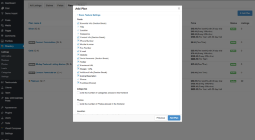 Recurring Payment Plan Features Settings