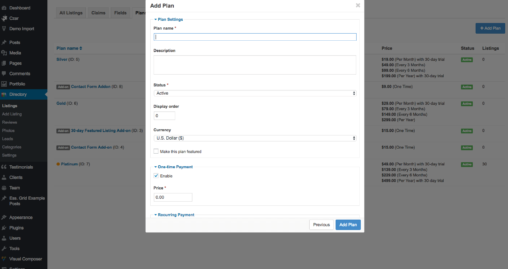 Recurring Payment Plan Basic Settings