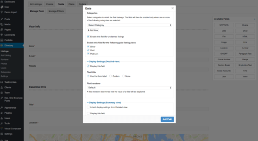 Date Field Category Based Display Conditions