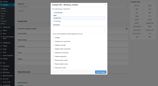 Field Settings For Each Field Type