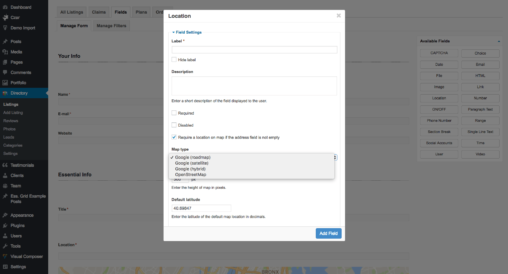 Map Field Basic Settings