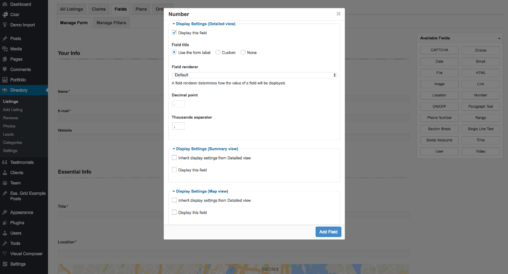 Number Slider Field Display Based Settings