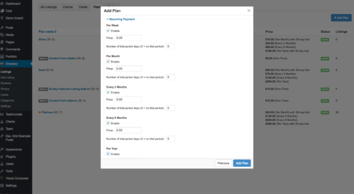 Recurring Payment Plan Recurring Settings