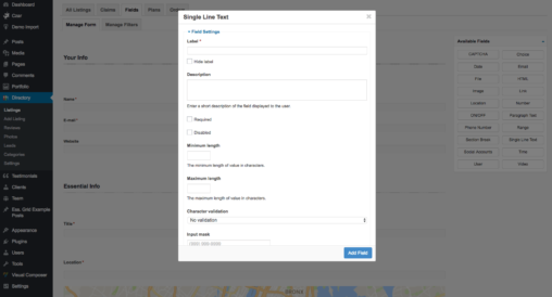 Single Line Text Basic Settings