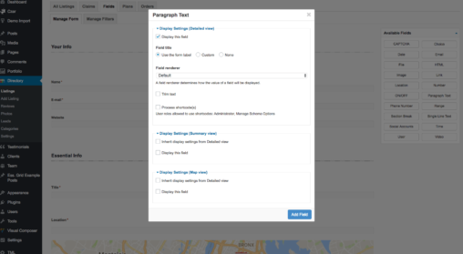 Textarea Custom Field Display Based Settings